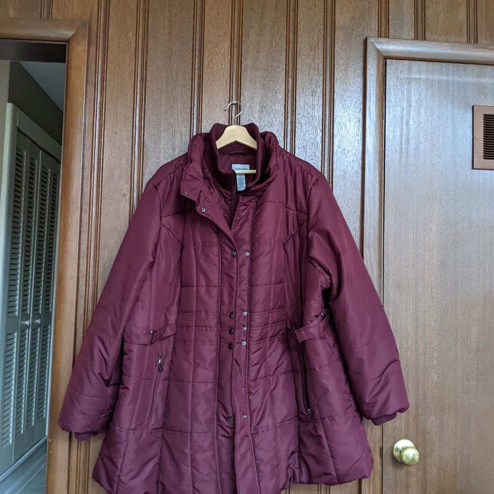 Women's 3x Plus Burgundy Puffer Winter Coat - Catherines